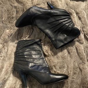 Nine West, black leather boot heel